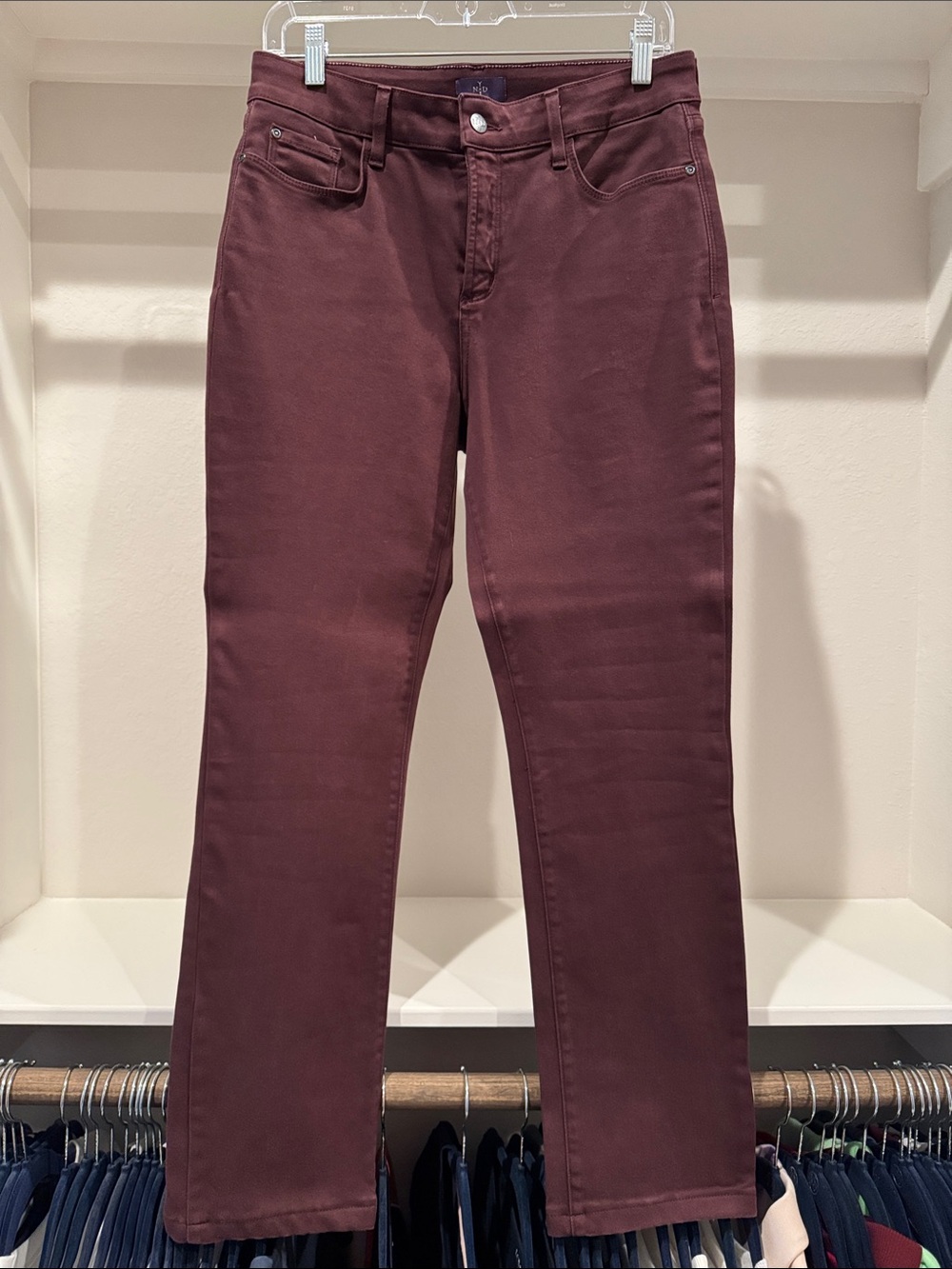 NYDJ Women's Straight Leg Jeans in Burgundy